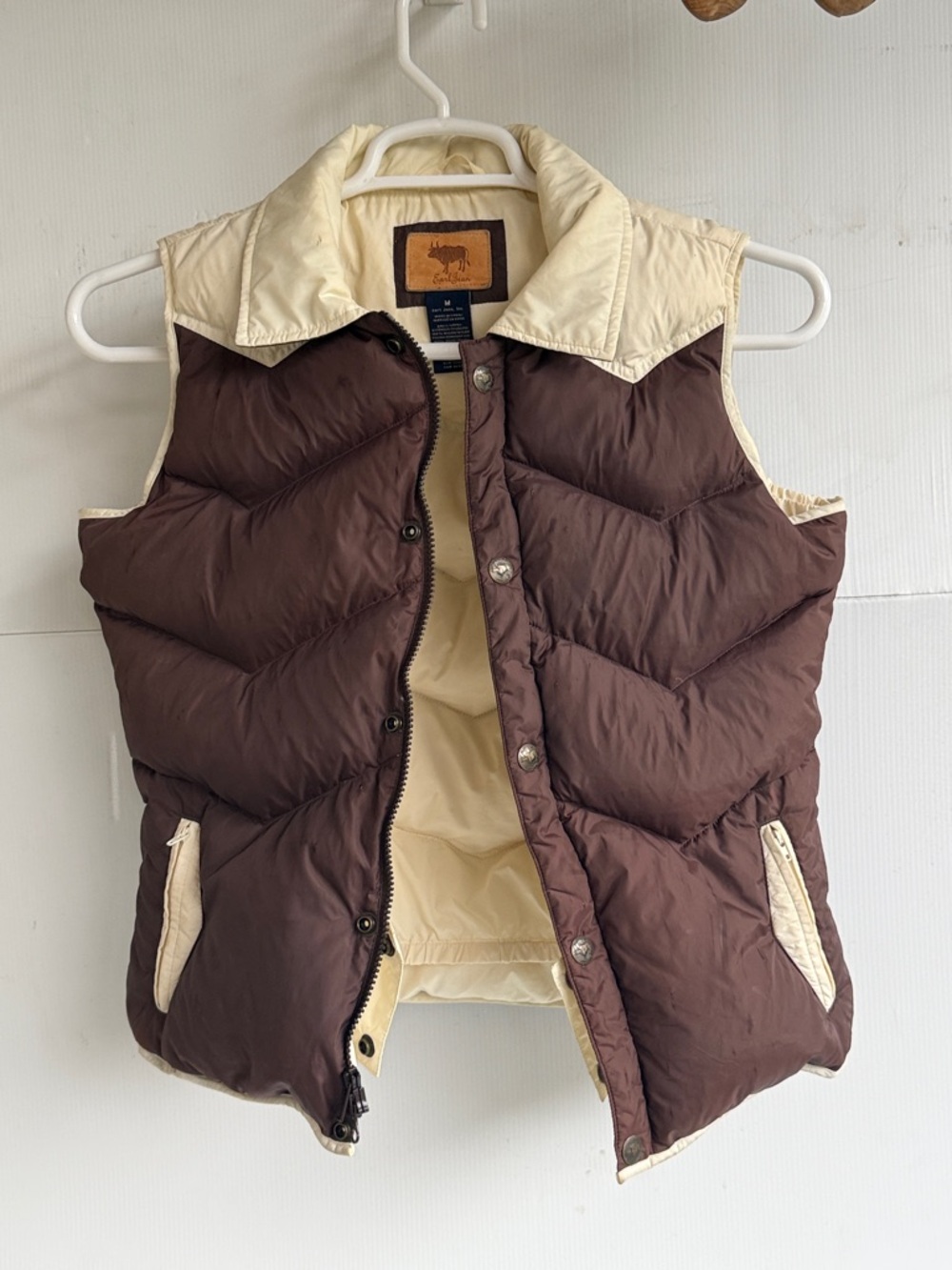 EARL JEAN JEANS DOWN PUFFER VEST SIZE M BROWN TAN VINTAGE MADE IN USA